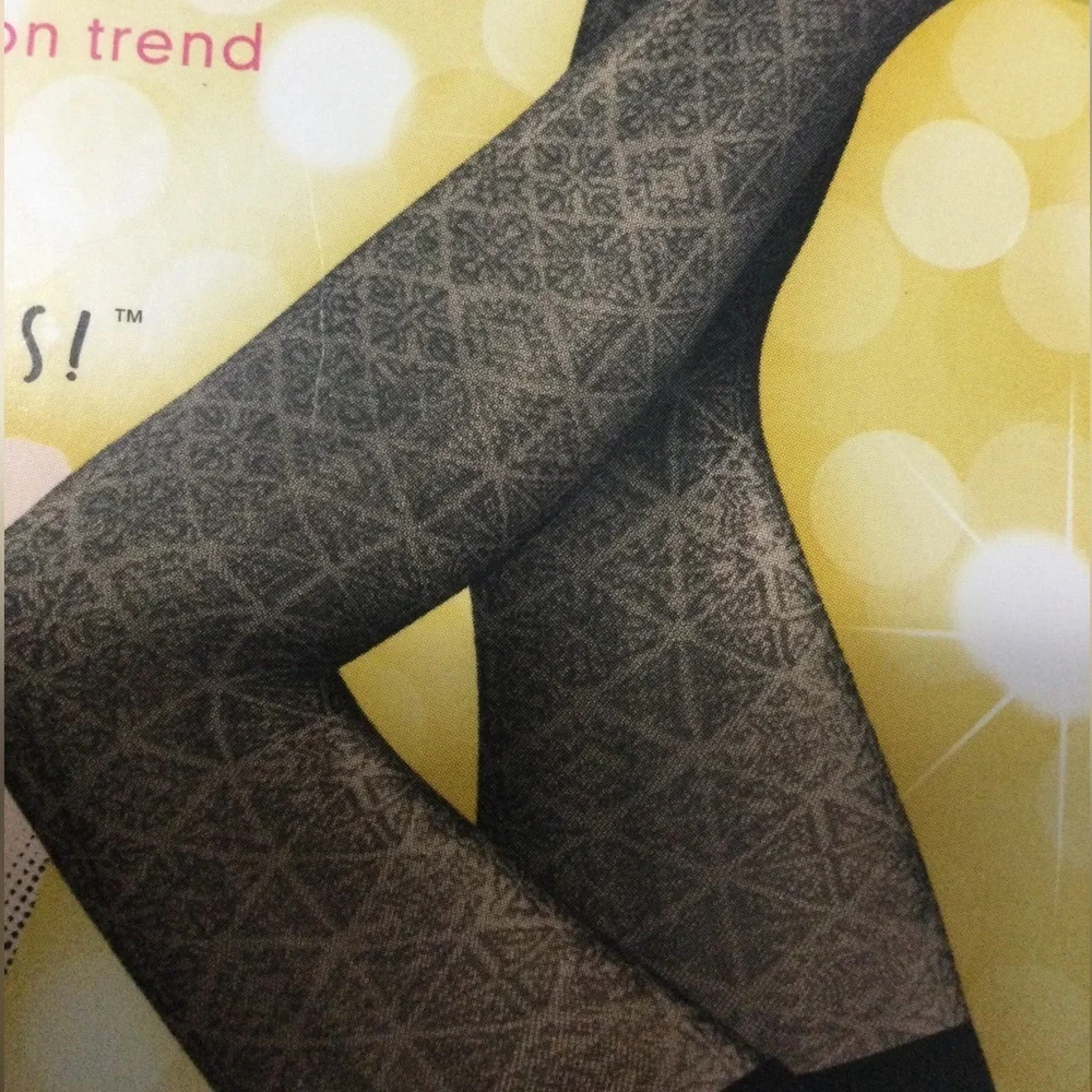 Lot of 2 Star Power by SPANX Black Nouveau Patterned Shaping Tights